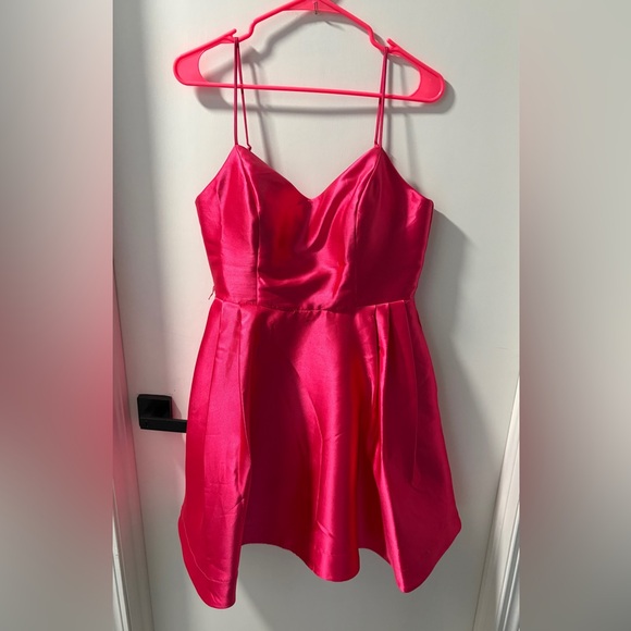 Teeze Me Dresses & Skirts - Teeze Me Bright Pink Satin Dress